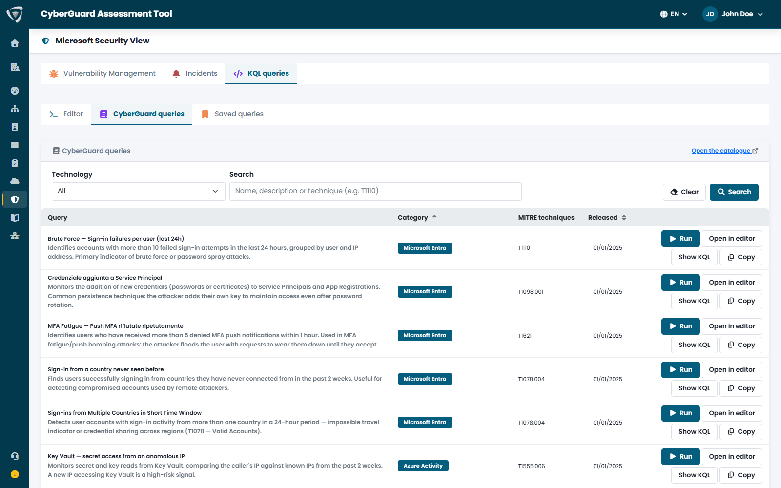 Catalogo di query KQL di threat hunting per Microsoft Defender XDR mappate su MITRE ATT&CK